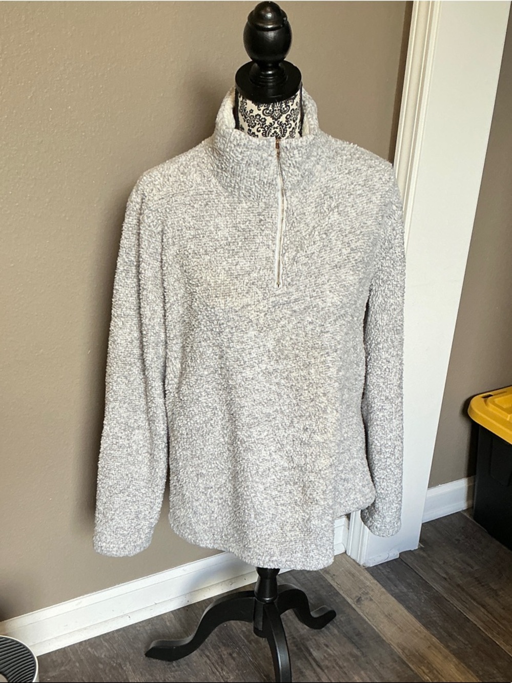 Women's Heather Light Gray Half-Zip Turtleneck Sweater Size XL